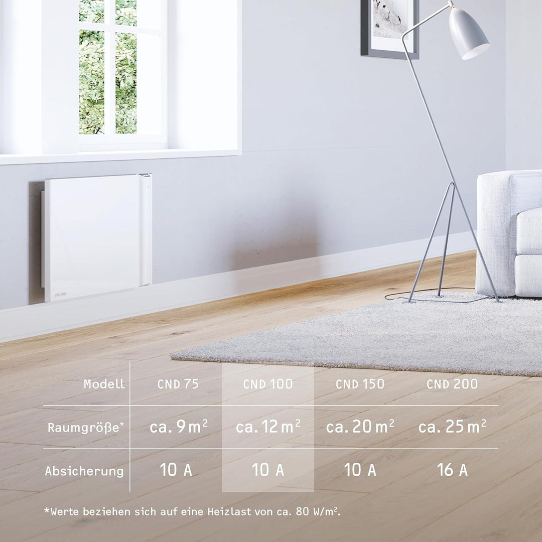 STIEBEL ELTRON Duo Wandkonvektor CND 100, 1 kW für ca. 12 m², LC-Display, Wochentimer, Elektroheizun