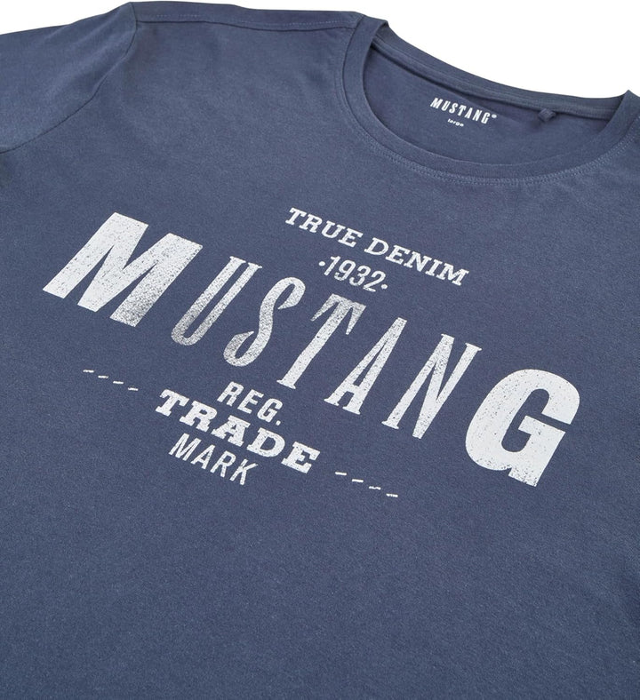 MUSTANG Tshirt Herren Baumwolle Regular Fit 4er Pack Set Rundhals Kurzarm Sommer Tee Shirt Logoprint