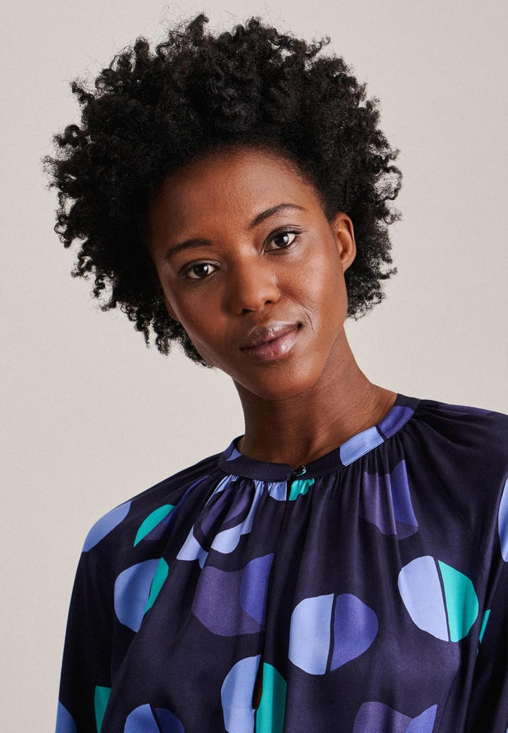 Seidensticker Damen Regular Fit Blusenkleid Langarm Kleid 44 Blau, 44 Blau