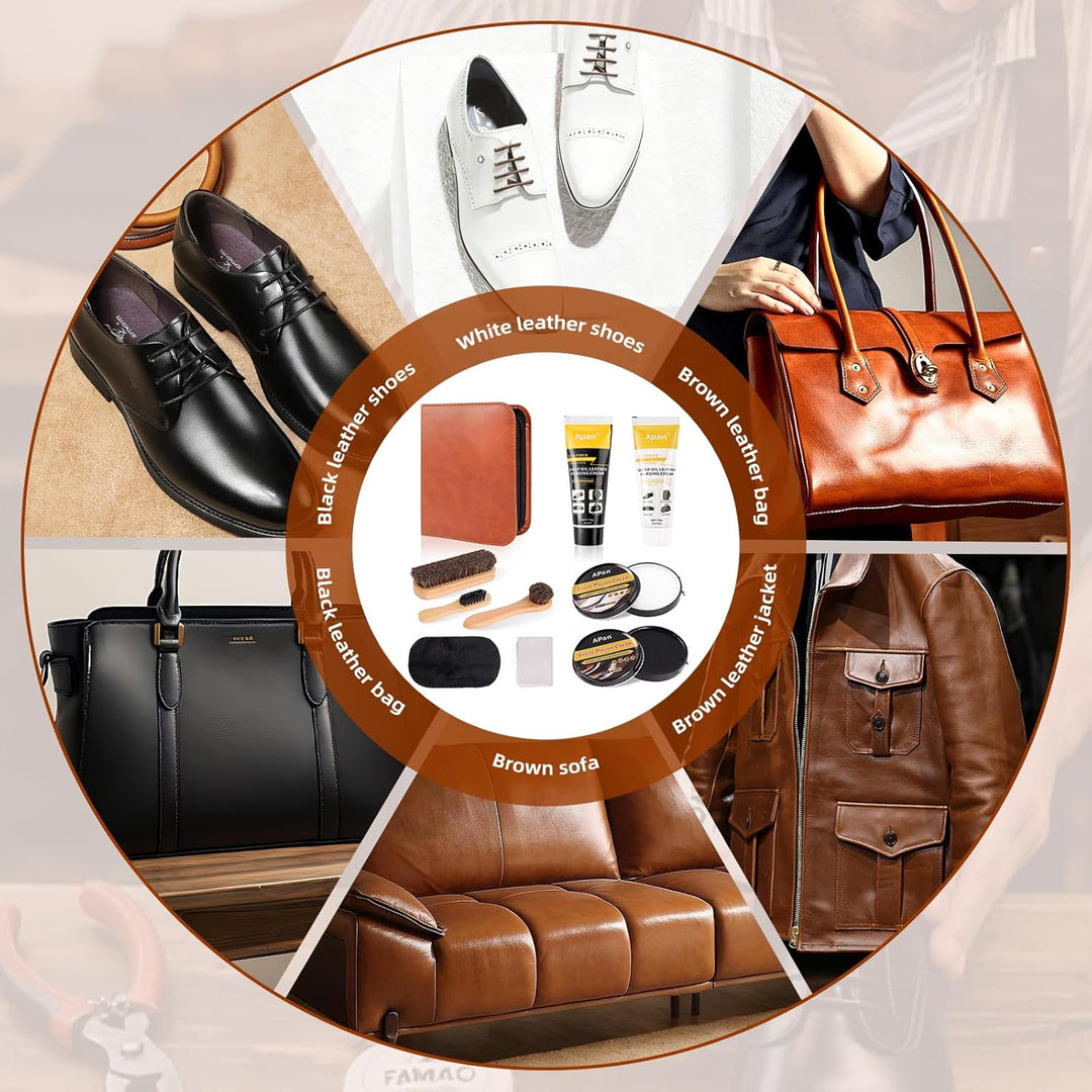 Lederschuhpflege Set mit Black Shoe Wax/Black shoe polish & Colourless Shoe Wax/Colourless shoe poli