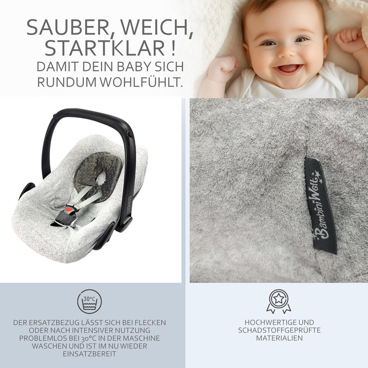 Frottee Sommerbezug [Schonbezug für Babyschale] Autositz kompatibel mit Maxi Cosi Pebble und Pebble