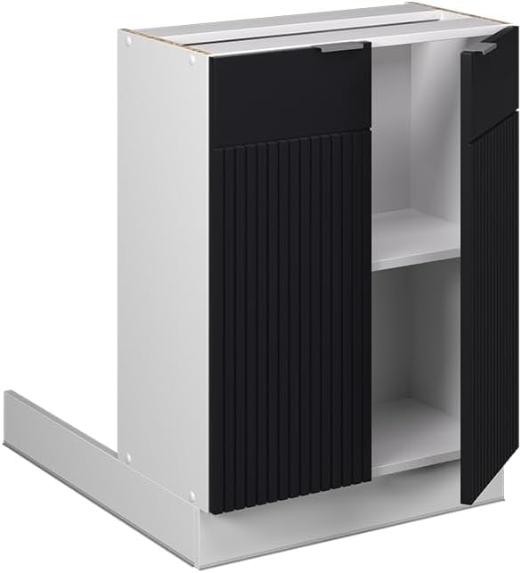 Vicco Regalinselunterschrank Fame-Line, Schwarz gestreift, 60 cm ohne Arbeitsplatte, zur Erweiterung
