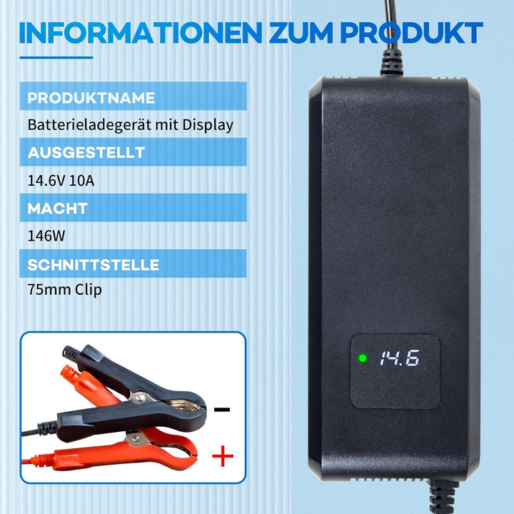 14.6V 10A LiFePO4 Lithium Batterie Ladegerät Maintainer für 12v/12.8v Deep Cycle Lithium Eisen Phosp