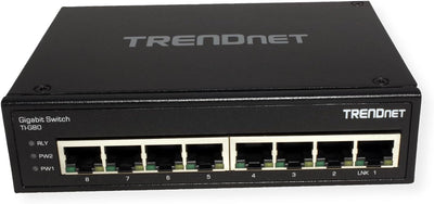 TRENDnet TI-G80 8-Port gehärteter industrieller Gigabit-DIN-Schienen-Switch, 16-Gbit / s-Schaltkapaz