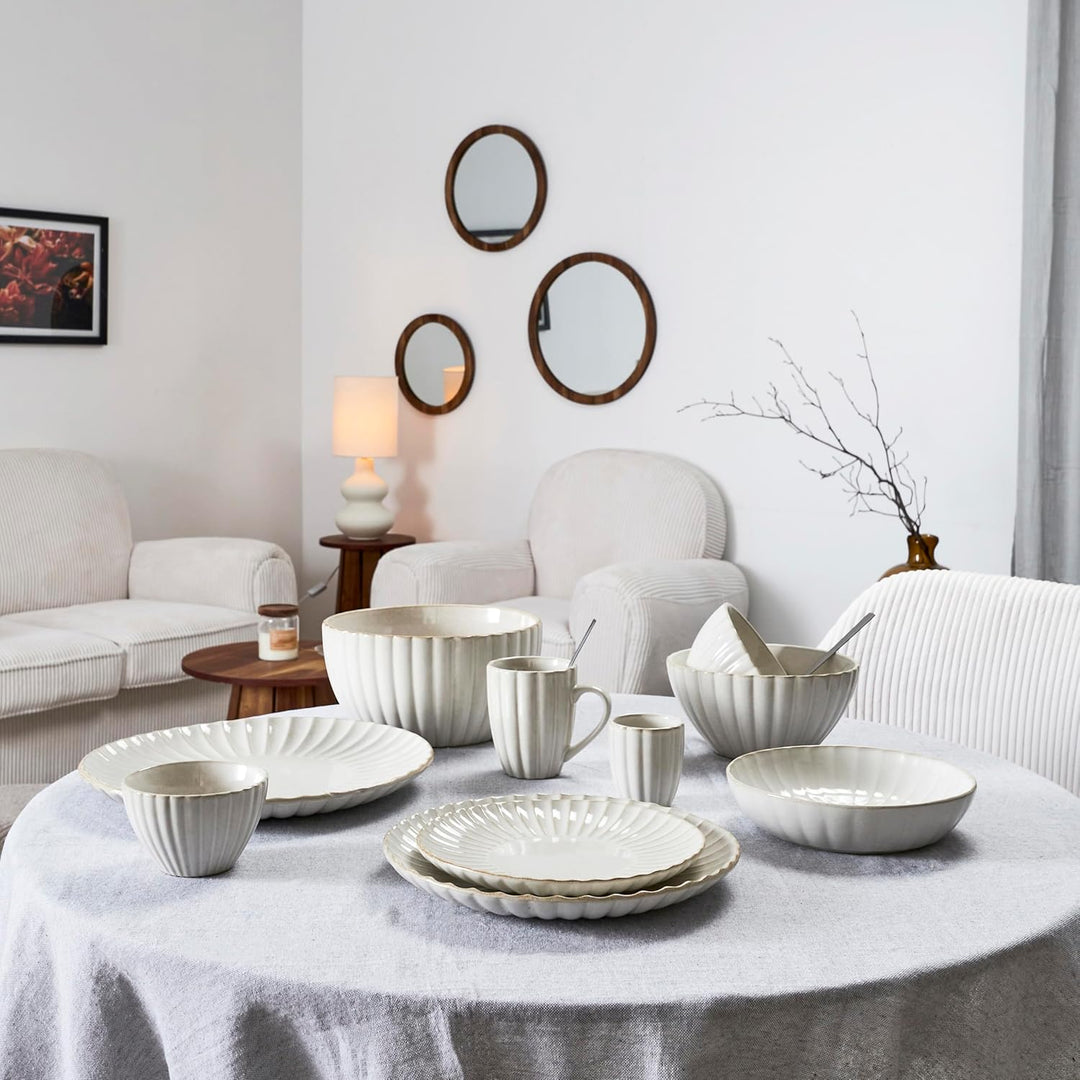 HOME DECO FACTORY, KA0411, Elegant Ceramic Salad Bowl, ideal for Salads and Fruit, Refined Design an