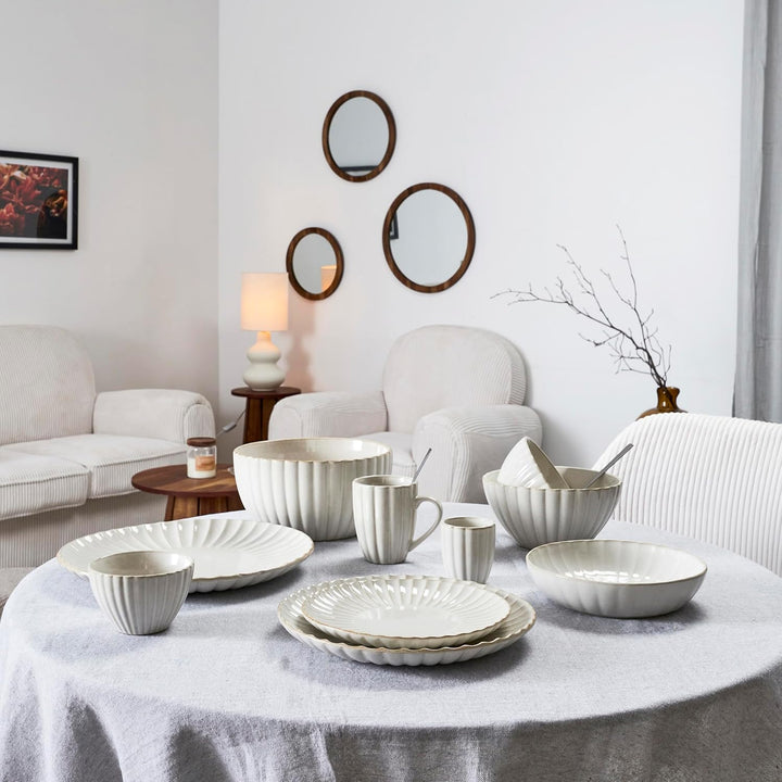 HOME DECO FACTORY, KA0411, Elegant Ceramic Salad Bowl, ideal for Salads and Fruit, Refined Design an