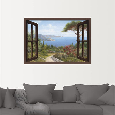 ARTland Wandbild selbstklebend Vinylfolie100 x 70 cm Landschaften Fensterblick Haus am Meer I T4EE H