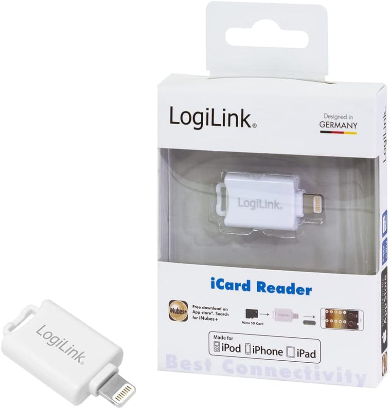 LogiLink AA0089 Card Reader für Micro SD für Geräte mit Lightning Anschluss - MFI zertifiziert (Made