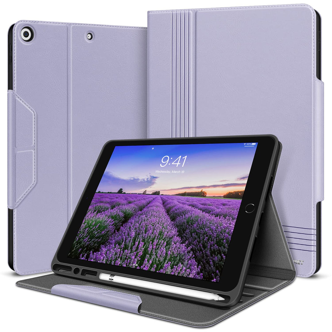 HOLIMET iPad 9. Generation Hülle (2021) mit Stifthalter, iPad 8/7. Gen (2020/2019) PU-Leder Case TPU