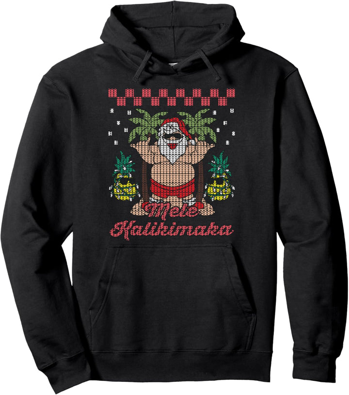 Mele Kalikimaka Santa Claus Hawaii Weihnachten Surfer Beach Pullover Hoodie