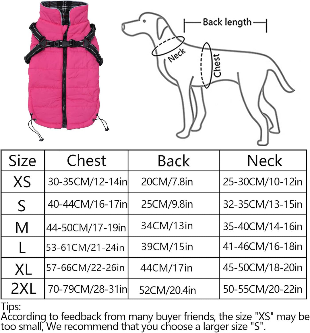 Pethiy -Super Warm Hunde wintermäntel mit Geschirr, Hundejacke mit Innenfleece, wasserdichte Kleine