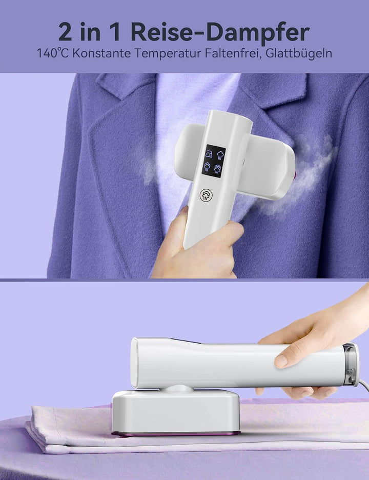 Sundu Dampfglätter, Steamer für Kleidung, 2-in-1 Reisebügeleisen Steam iron, 15s schnelles Aufheizen