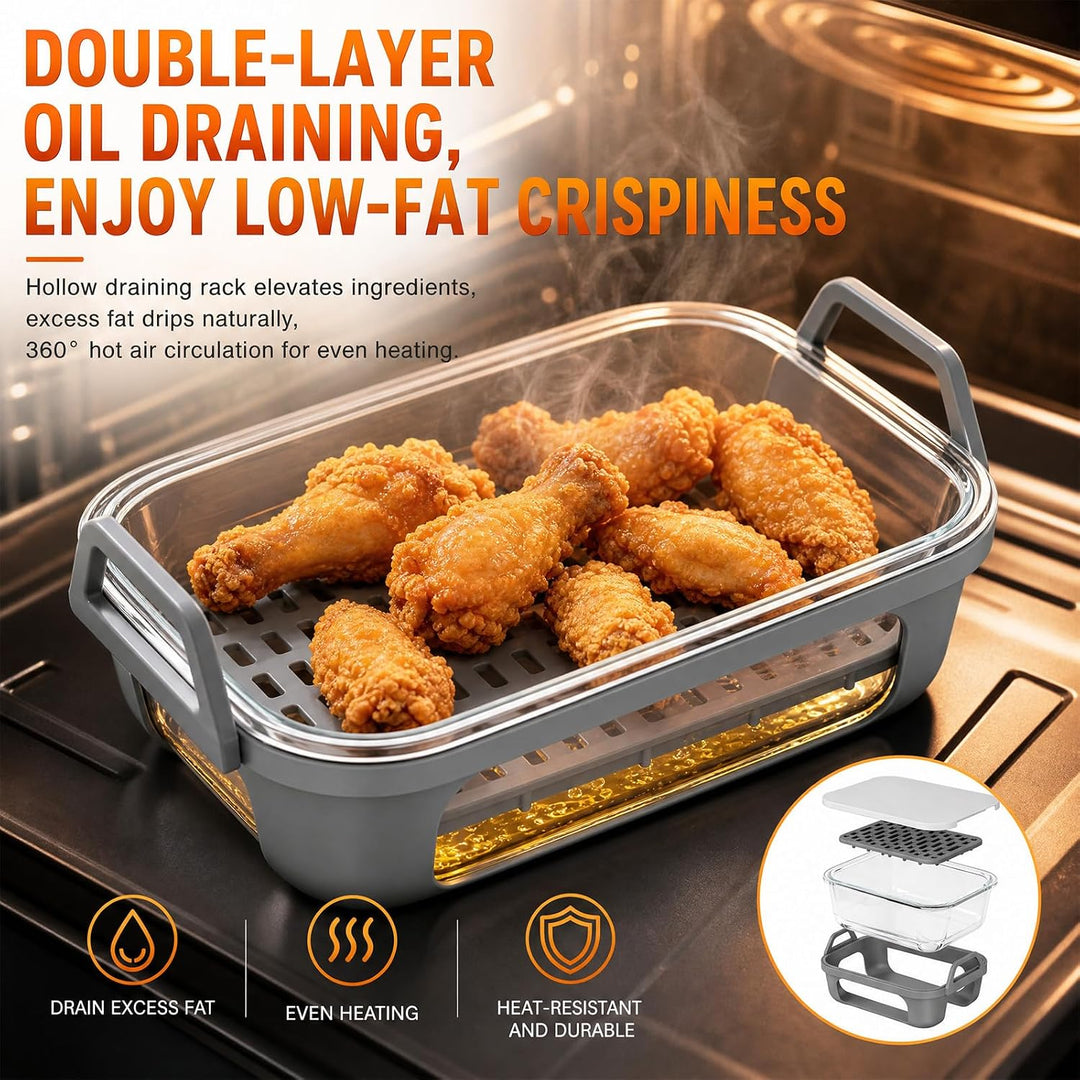 Glas Auflaufform für Airfryer, Kompatibel mit Ninja AF400EU DZ400EU AF500EU für knusprige Ergebnisse