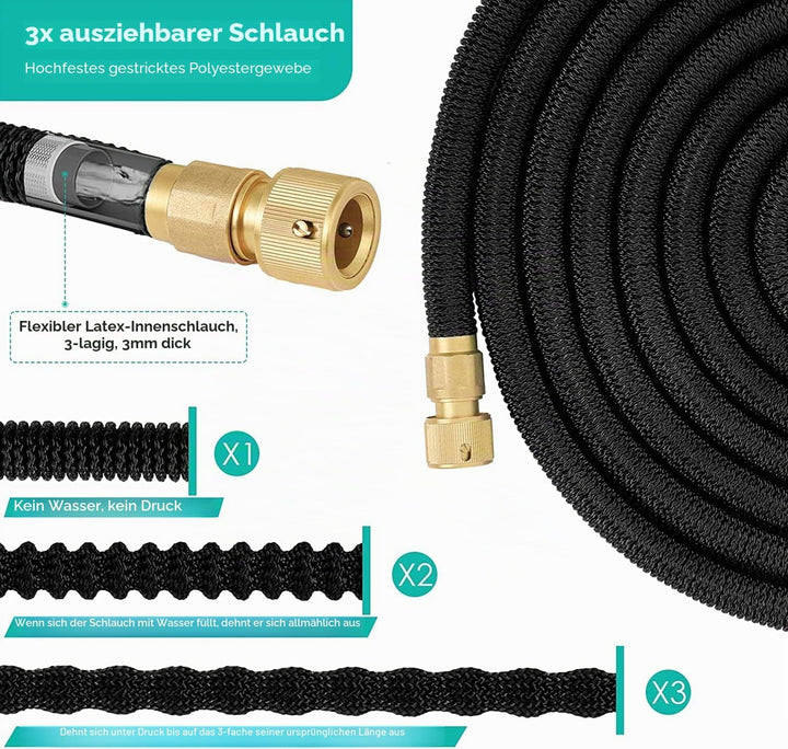 Flexibler Gartenschlauch mit 8 Funktion Garten Handbrause Flexibel 3/4 Zoll &amp; 1/2 Schlauchhaken Aufb
