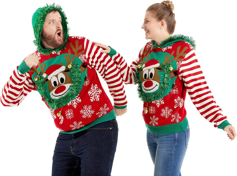 Unisex Damen Herren Weihnachtspullover Lustig Ugly Christmas Sweater Pullover für Weihnachten Strick