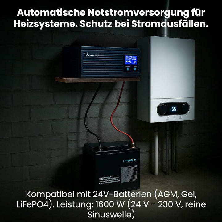 Notstromversorgung UPS EXTRALINK Piorun 2000VA/1600W Wechselrichter Reiner Sinus 24VDC USV Inverter
