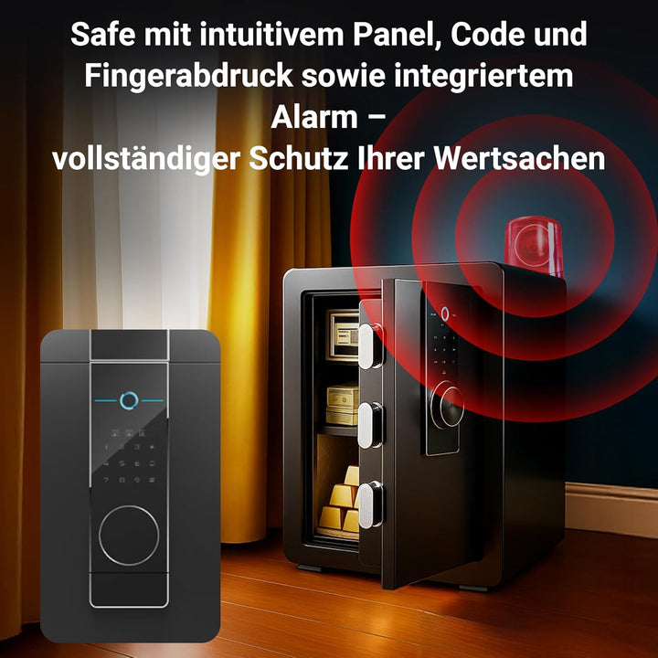 EXTRALINK - Elektronischer Tresor Für Zuhause, Safe Tresor Mit Touchscreen, Code & Fingerabdruck, Al