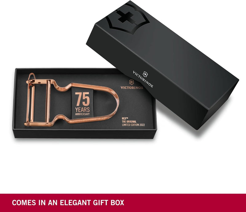 VICTORINOX REX Sparschäler 75 Jahre Special Edition 2022, Roségoldauflage, Logogravur, Roségold