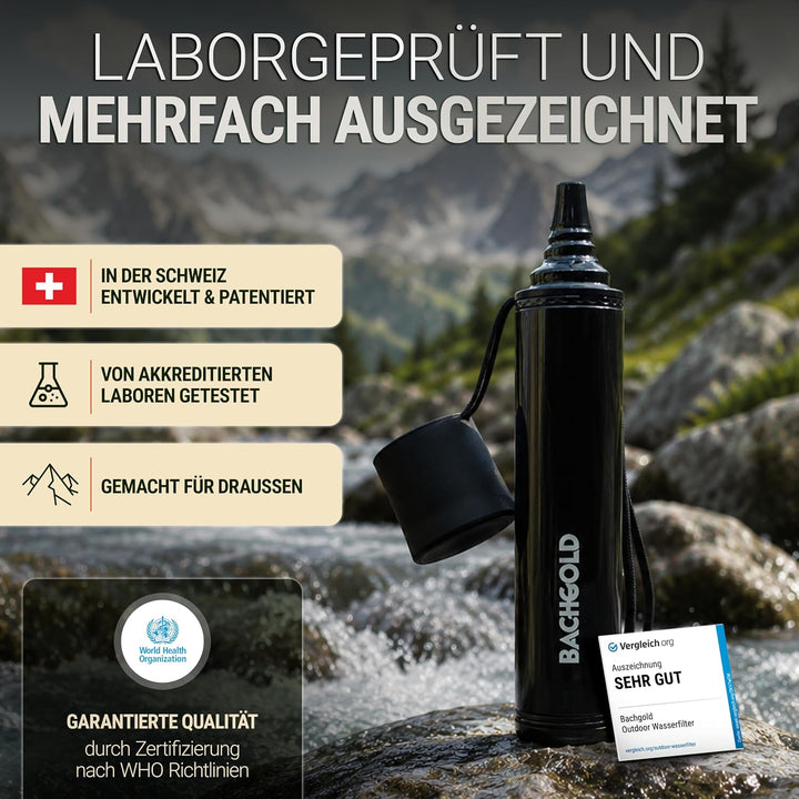 Bachgold Straw Wasserfilter Outdoor Survival – Ultraleichte Prepper Ausrüstung Liefert bis zu 500L F
