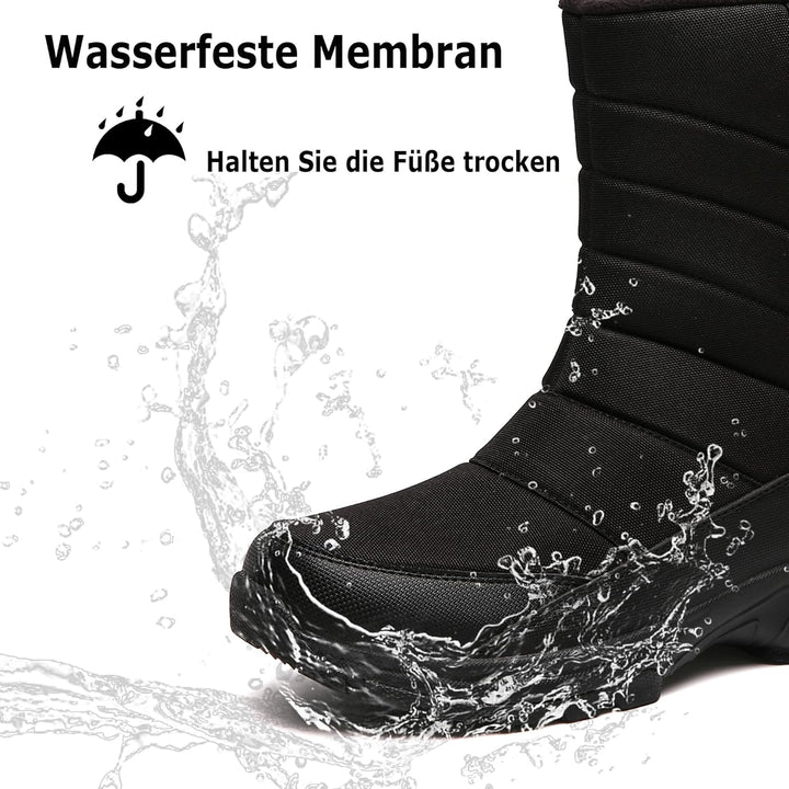 TLOLA Winterstiefel Herren Wasserdicht Warm Gefüttert Schneestiefel Leicht Wanderschuhe Trekkingschu