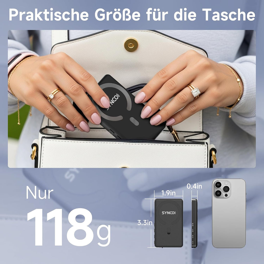 SYNCO XView Handy Selfie Monitor für iPhone 7-17 &amp; Android (Schwarz) | 50m Kabellos, 3H Akku, 1080p