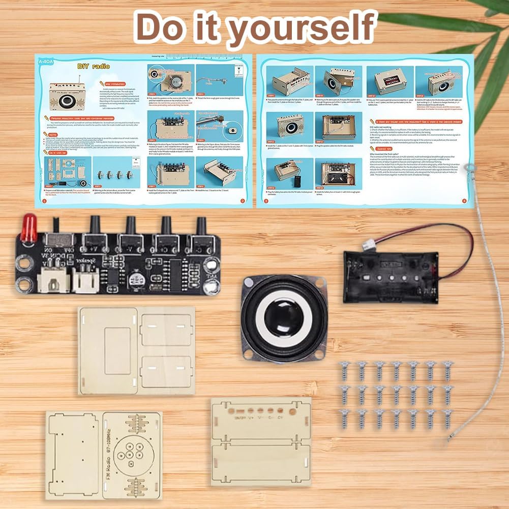 Radio Bausatz, DIY Set Holz Radio, Holz Experimente Wissenschaft für Kinder, Lautsprecher Bausatz mi