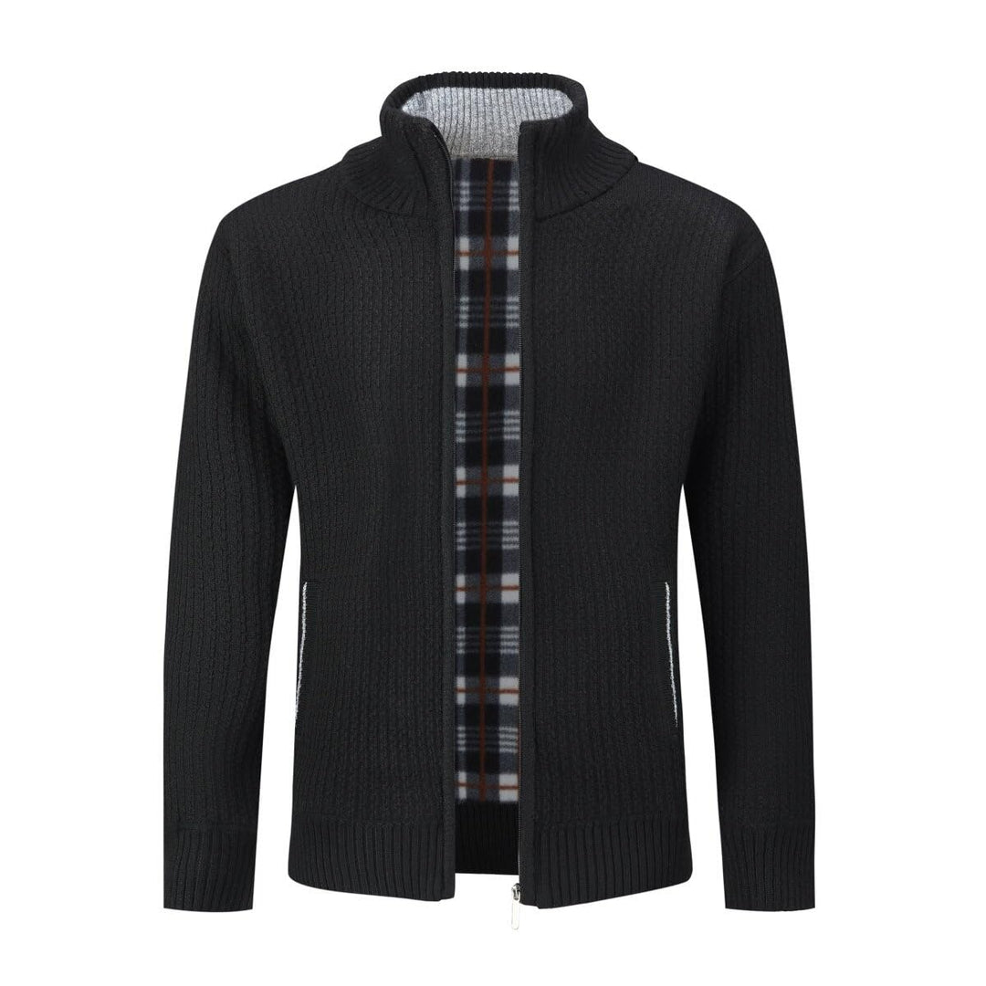 Allthemen Herren Cardigan Grobstrick Reissverschluss Strickjacke mit Stehkragen Winter Pollover Knit
