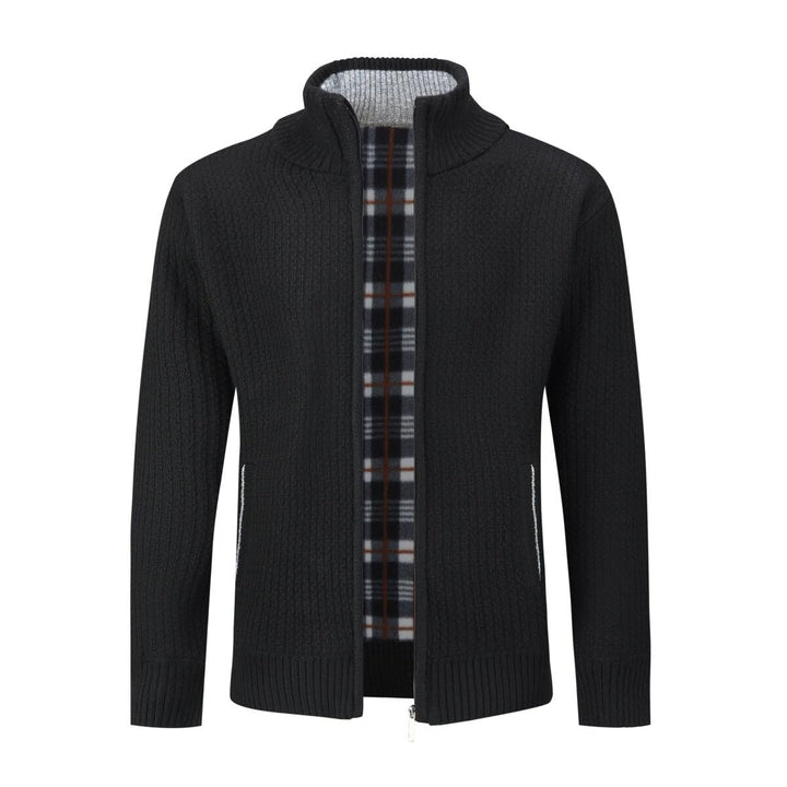 Allthemen Herren Cardigan Grobstrick Reissverschluss Strickjacke mit Stehkragen Winter Pollover Knit