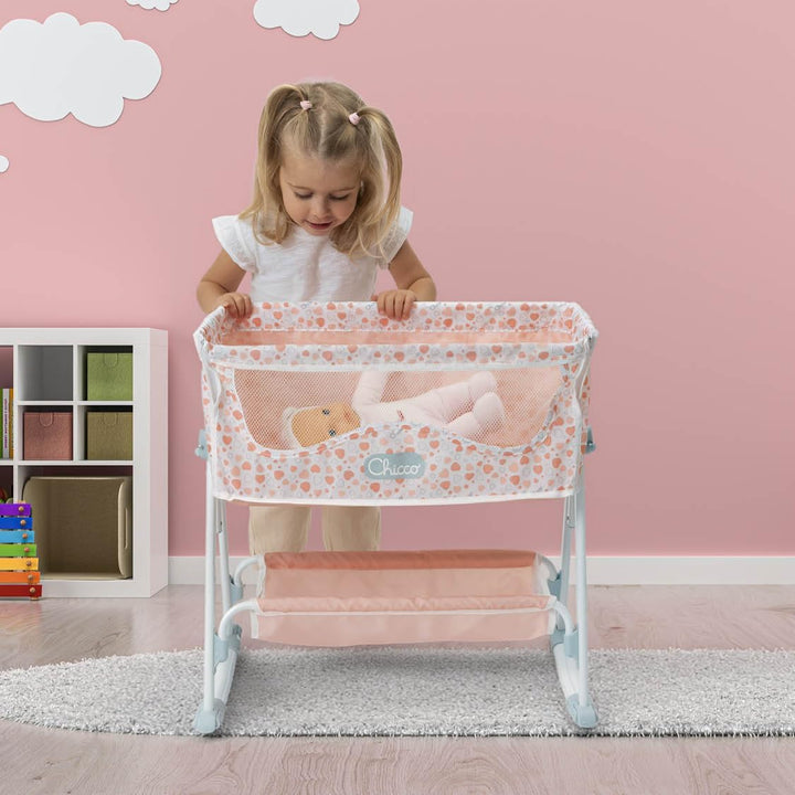 Chicco Next to Me Wiege für Puppen, für Kinder ab 3 Jahren, Spielzeugwiege, höhenverstellbar, mit Me
