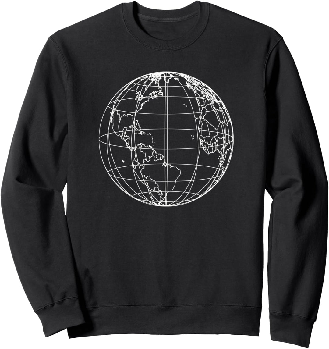 Weltkugel-Linie, Kunstkarte, Planet, Erde, Atlas, Reise Sweatshirt
