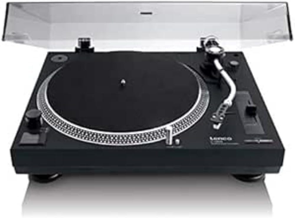 Lenco Plattenspieler (Black L-3808) Direkter Antrieb mit USB-Vorverstärker-Ausgang