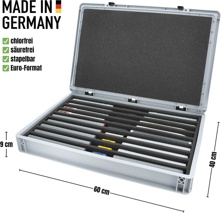 Feldherr Eurobox 60 x 40 cm Set für Modelleisenbahnen - Spur TT - 9 Fächer - Schaumstoffeinlage für