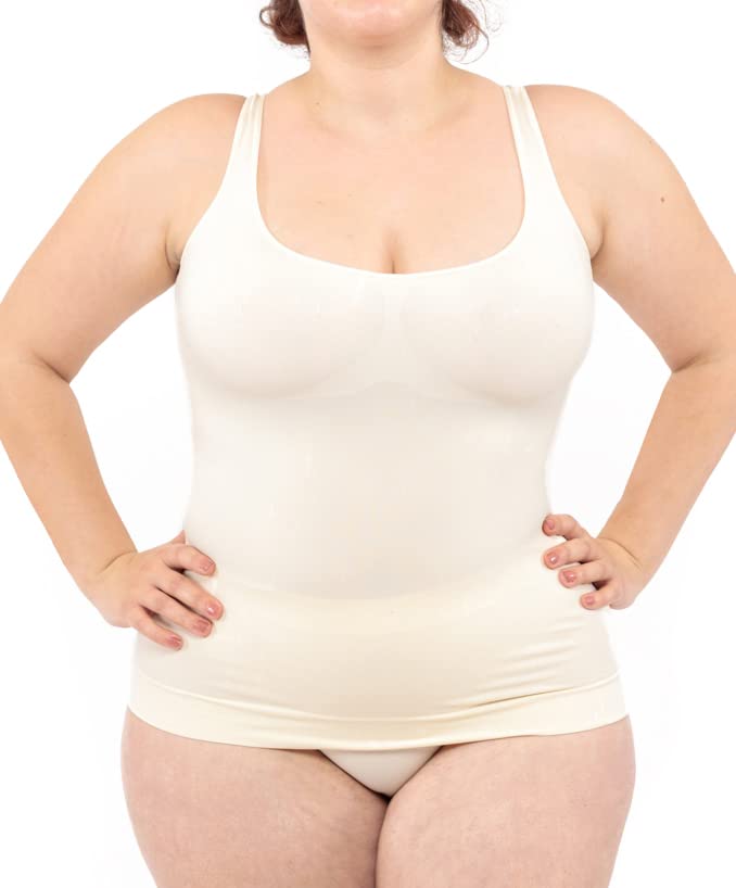 LEELA LAB Unterhemd Damen Grosse Grössen, Tank Top Basic Line, Dünne Träger und Bruststütze, mit Nah