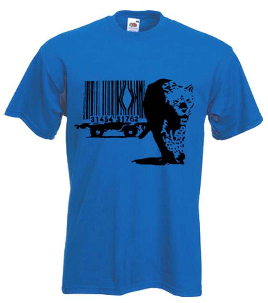 Banksy T-Shirt - Barcode Leopard (XXXL, Hellblau) XXL Königsblau, XXL Königsblau