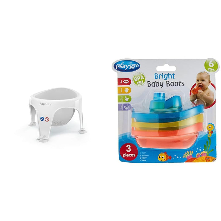 Angelcare ergonomischer Badering für die grosse Badewanne oder Dusche, Light Grey & Playgro Badeboot