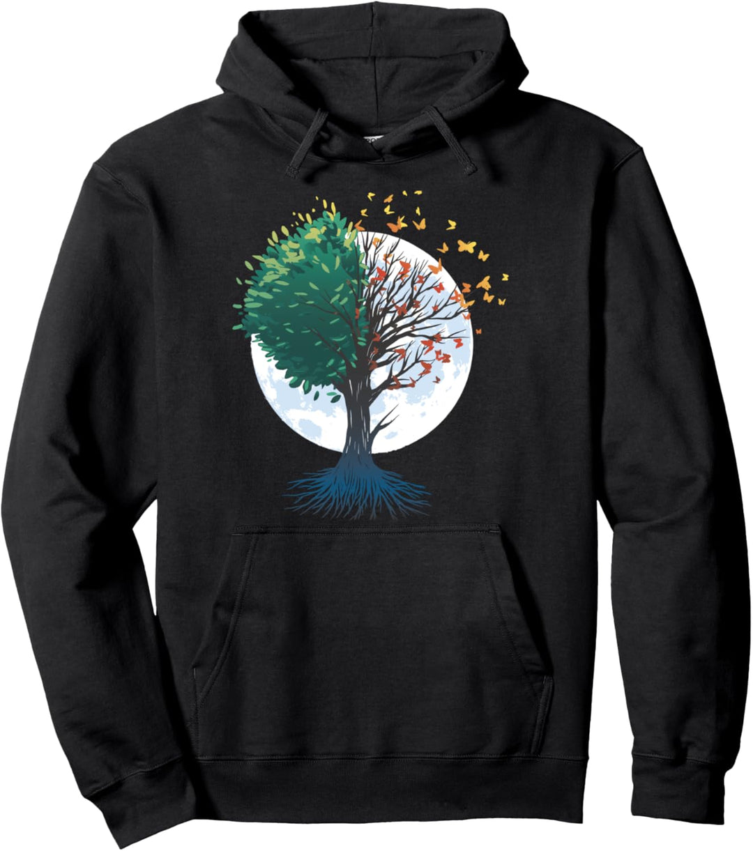 Baum des Lebens Schmetterlinge Mond Pullover Hoodie