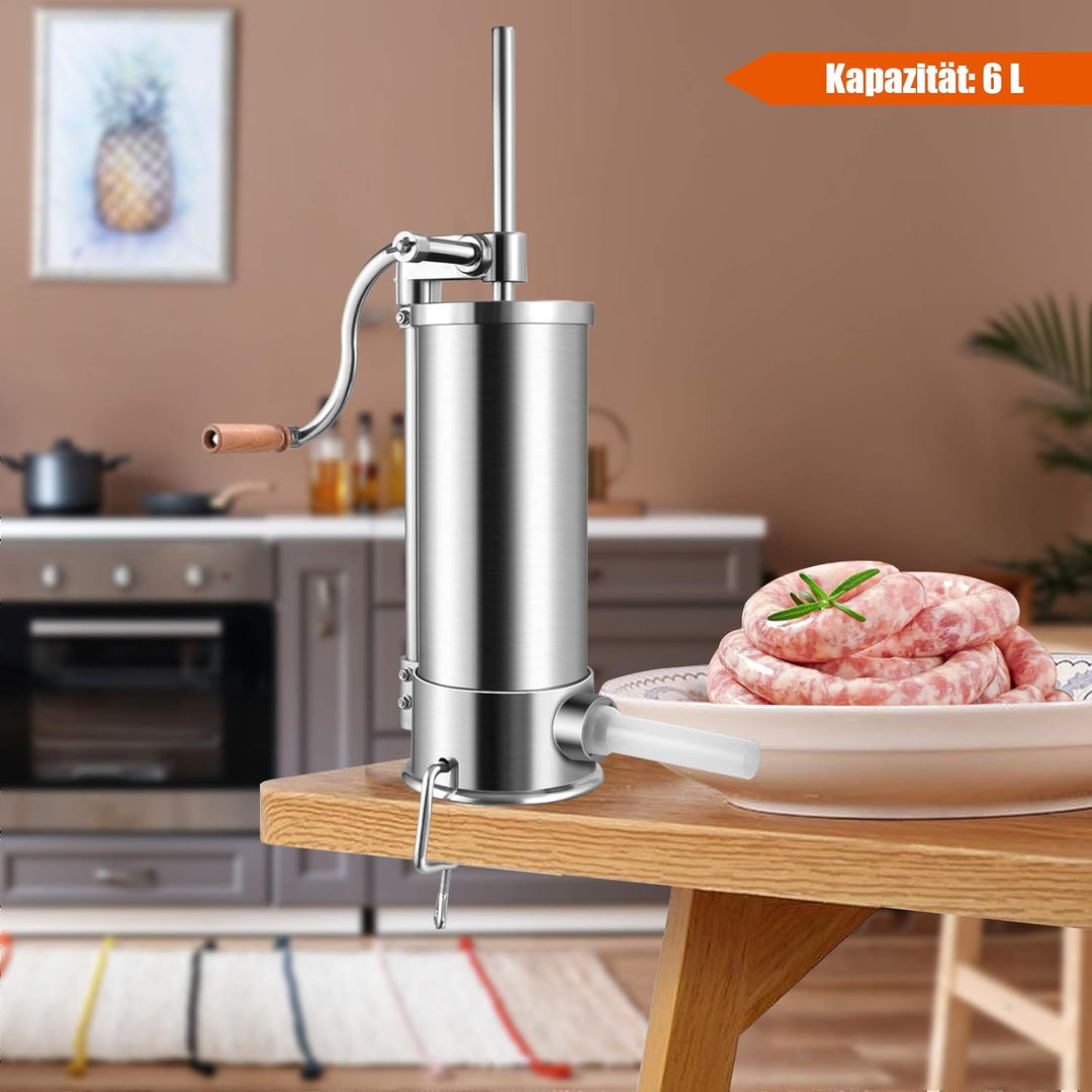 GOPLUS Wurstfüller aus Edelstahl, Wurstfüllmaschine Wurstmaschine Manuell, Wurstpress mit 4 verschie
