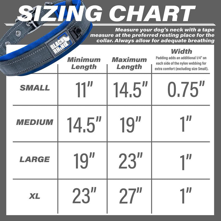 Black Rhino - Das Comfort Halsband Super Weiches Neopren Gepostertes Hundehalsband für alle Hunderas