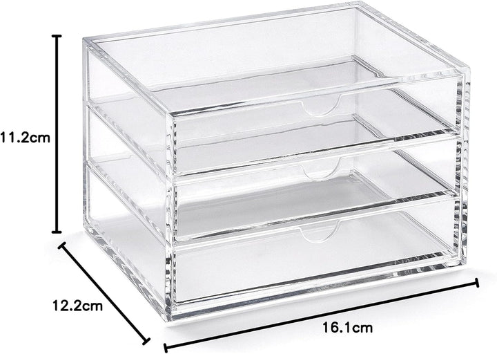 Osco A3276 Magazin mit 3 Schubladen aus klarem Acryl, Transparent Medium (3 Drawer), Medium (3 Drawe
