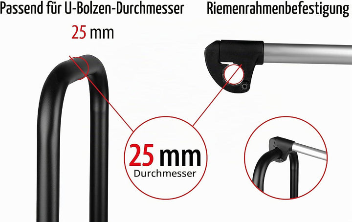 EUFAB 11235 Rahmenhalter kurz, abschliessbar, für U-Bügelrohr: Ø 2,5 cm, 12 cm Länge 12 cm Länge; Ø