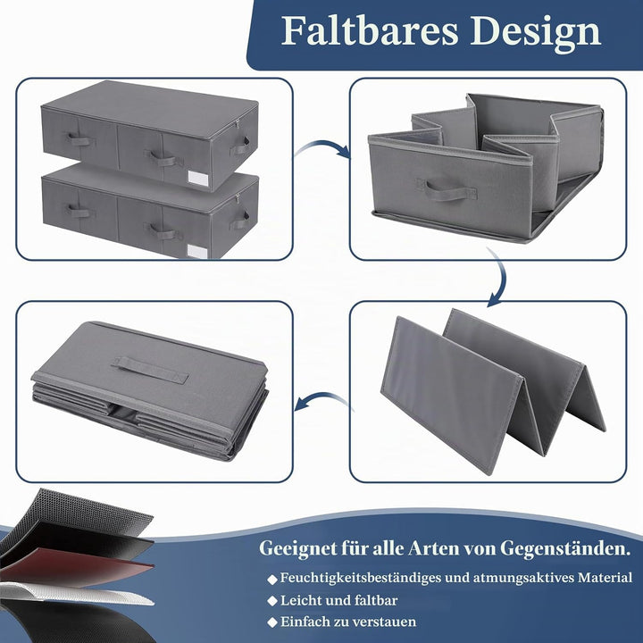 Lannvan Unterbettkommode,2 Stück Unterbett Aufbewahrungsbox mit Deckel 70L,faltbare design mit 4 Ver