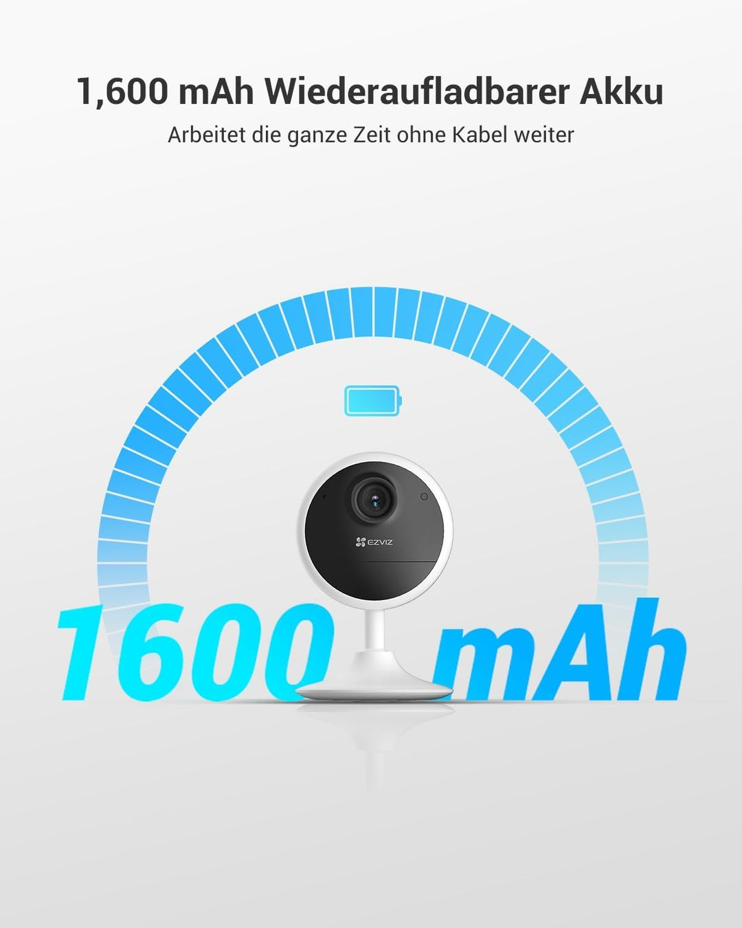 EZVIZ Akku Kamera Innen kabellos, 512GB Speicher, keine Abonnementgebühr, Alexa und Google kompatibe