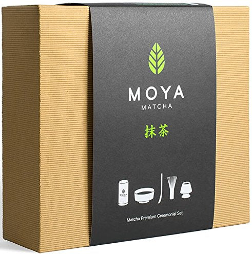 Organischer Moya Matcha Tee Set Pulver Grün | BIO 30 g Premium Klasse (I) | Verpackung + Matcha-Scha