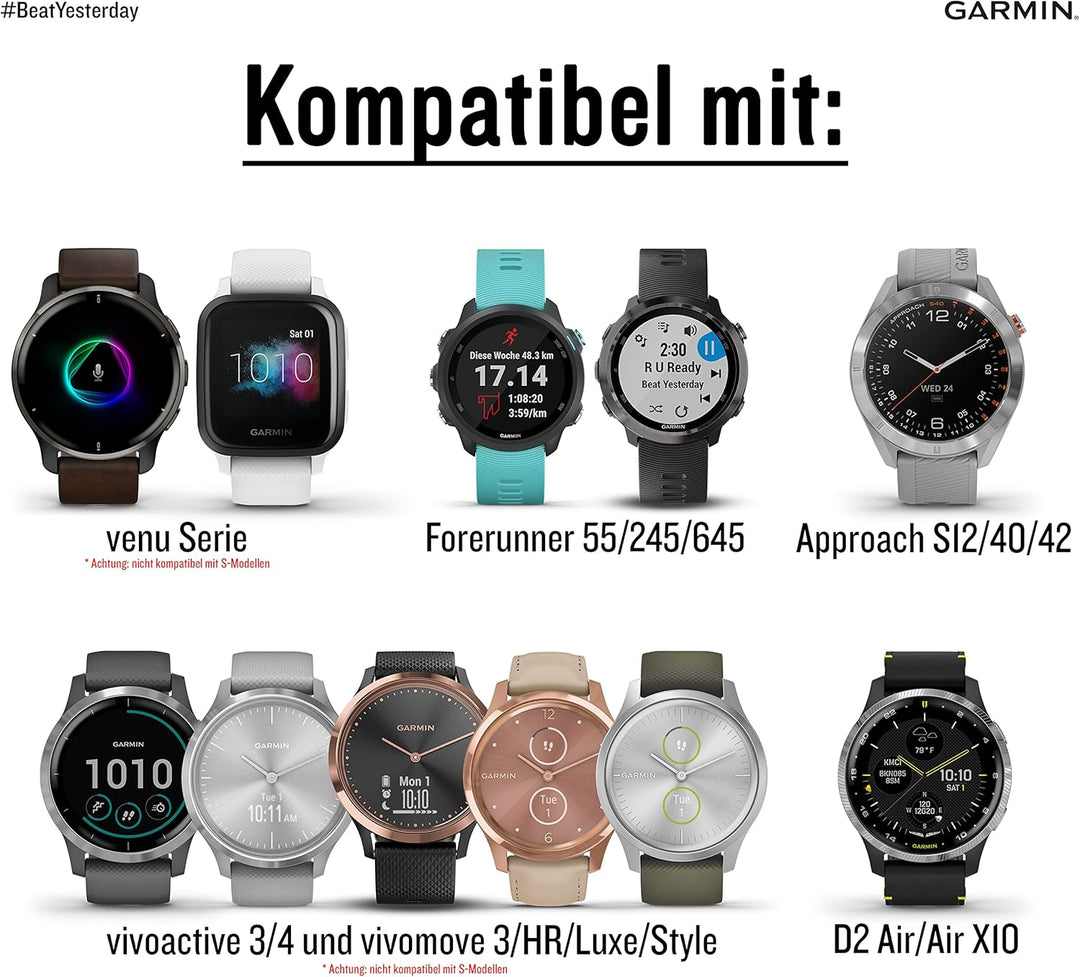 Garmin Schnellwechsel-Armband 20mm, passend für Venu, Venu 2Plus, Venu SQ/ SQ2, vivoactive 3/5, vivo