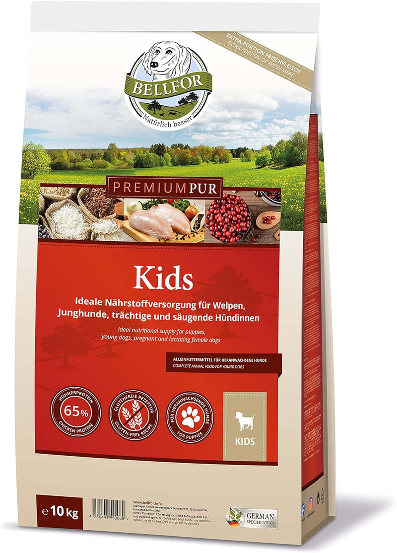 Bellfor Premium PUR Kids Glutenfrei Hundefutter für Welpen Ideale Nährstoffversorgung für Welpen, Ju