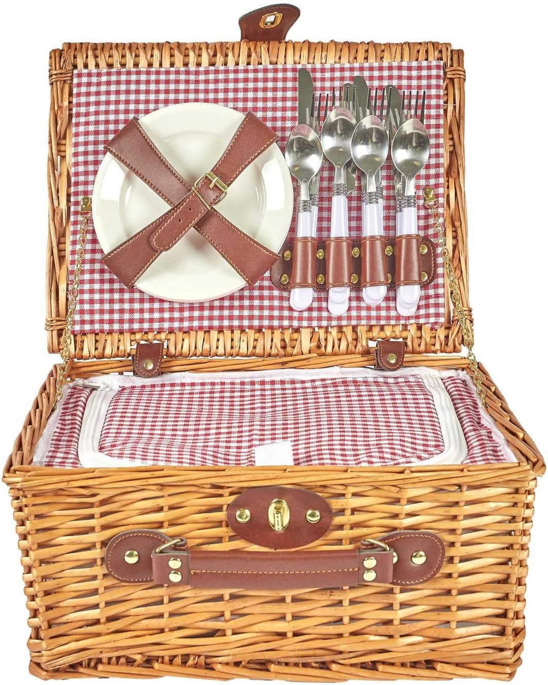 COOK CONCEPT The Home Deco Factory Wicker Picnic Basket with Garden Tableware