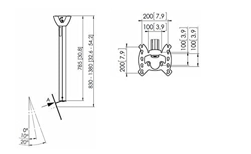 VOGEL'S PFC 585 TV-Deckenhalterung für 48-106 cm (19-42 Zoll) Fernseher, Höhenverstellbar 850 bis 13