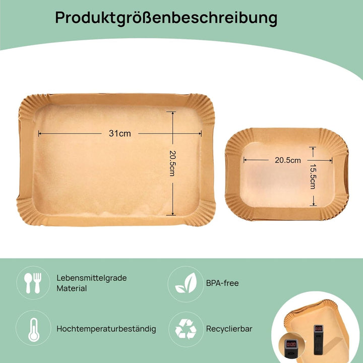 170pcs Airfryer Backpapier für Ninja Foodi Flexdrawer AF500EU 10.4L, Backpapier für Heissluftfritteu