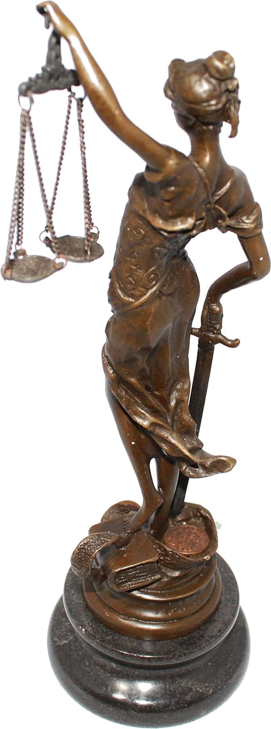 Antik 2000 Bronzeskulptur Justitia Göttin der Gerechtigkeit Bronzefigur Handarbeit Signiert