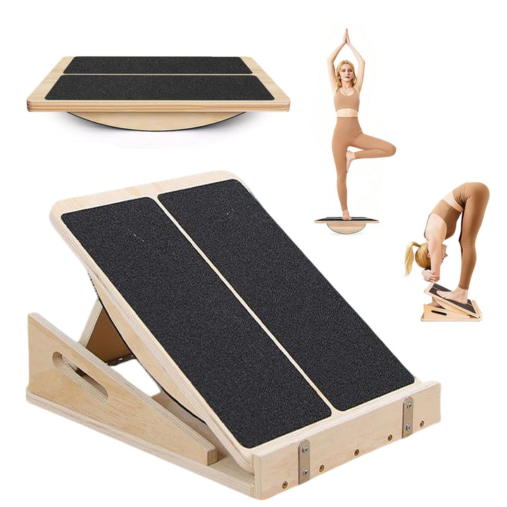 2-In-1 Schrägbrett Aus Holz Für Wadendehnung Und Gleichgewicht, Stretch-Brett Mit Griff, Einstellbar